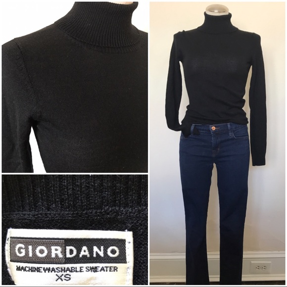 Vintage Sweaters - Vintage black turtleneck thin sweater